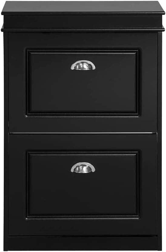 Shoe Cabinet 2 Drawers Storage Cupboard Black