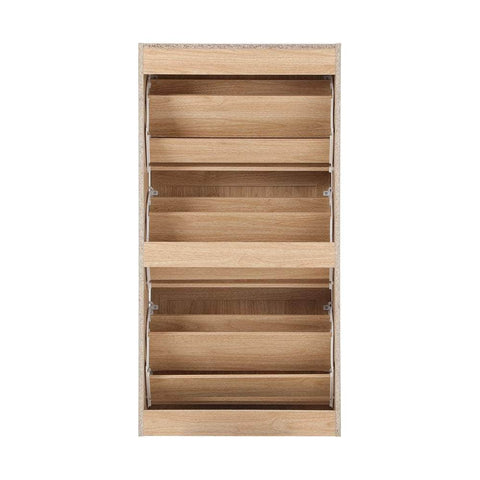 Shoe Cabinet 3 Compartment with Rows Rattan Doors