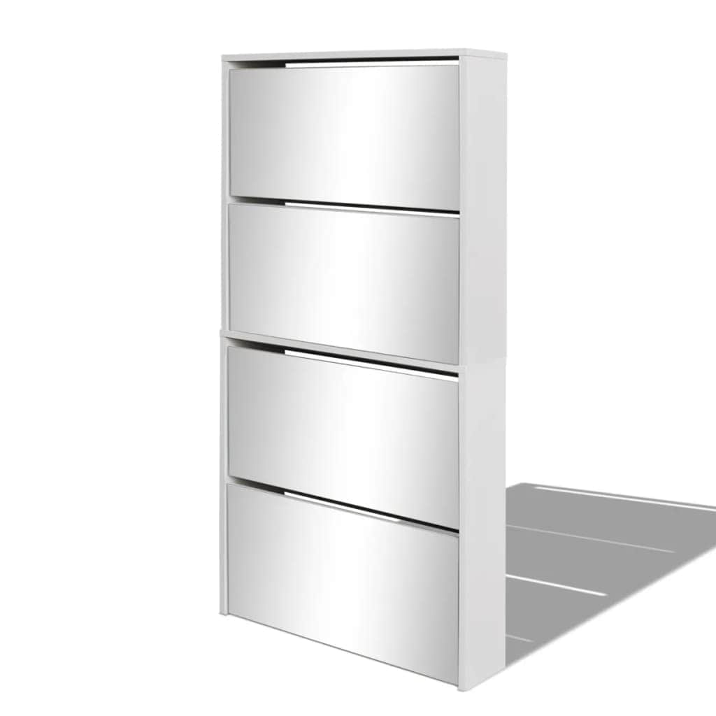 Shoe Cabinet 4-Layer Mirror White