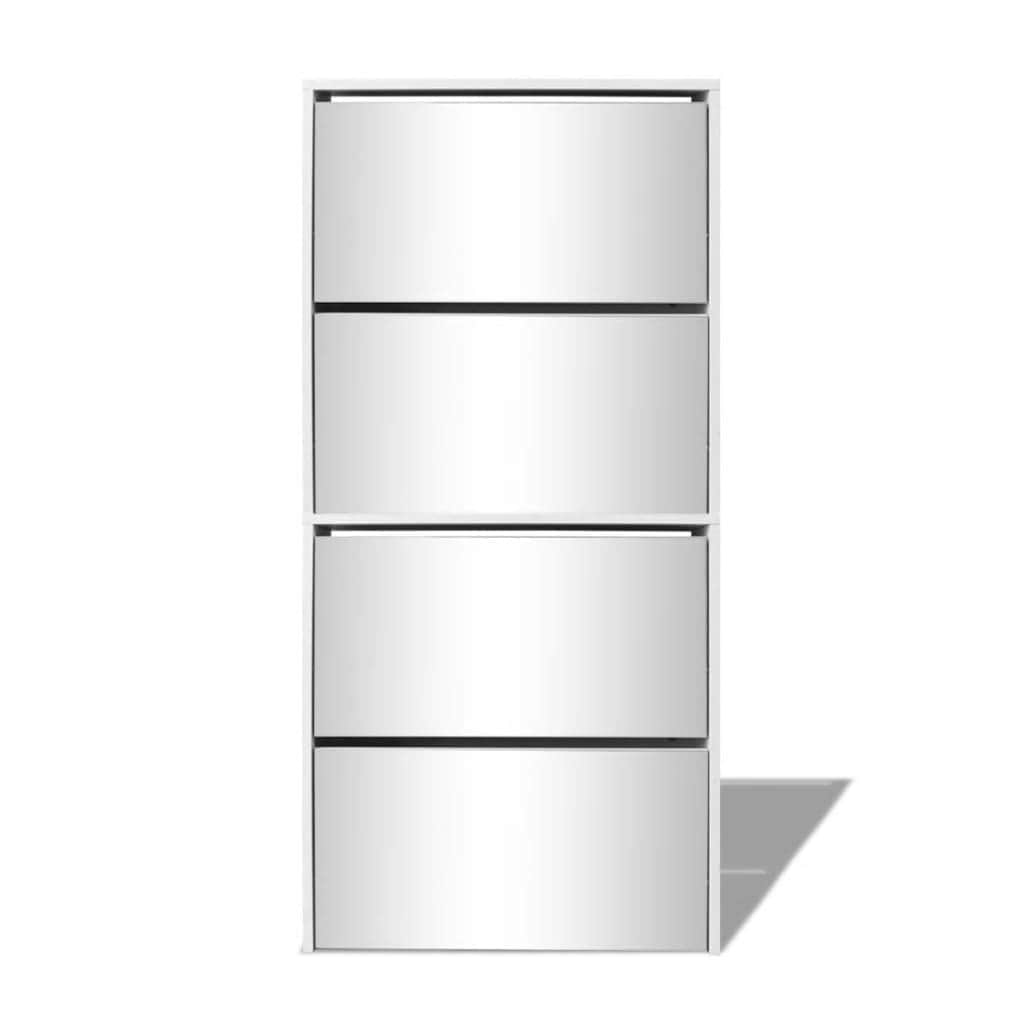 Shoe Cabinet 4-Layer Mirror White