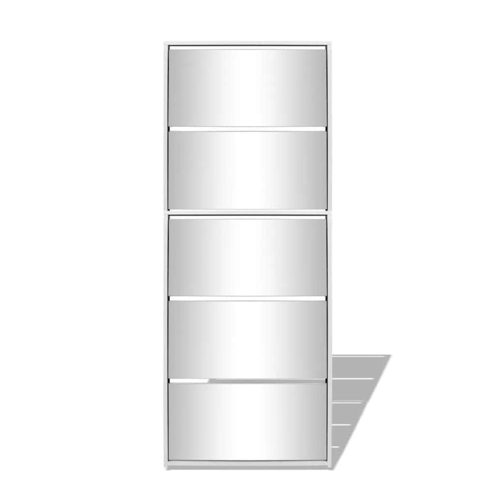 Shoe Cabinet 5-Layer Mirror White