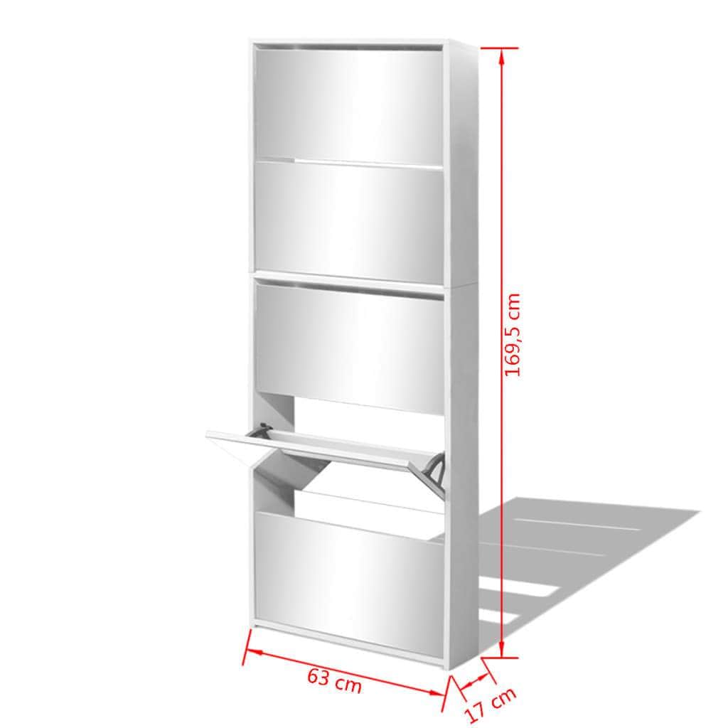 Shoe Cabinet 5-Layer Mirror White