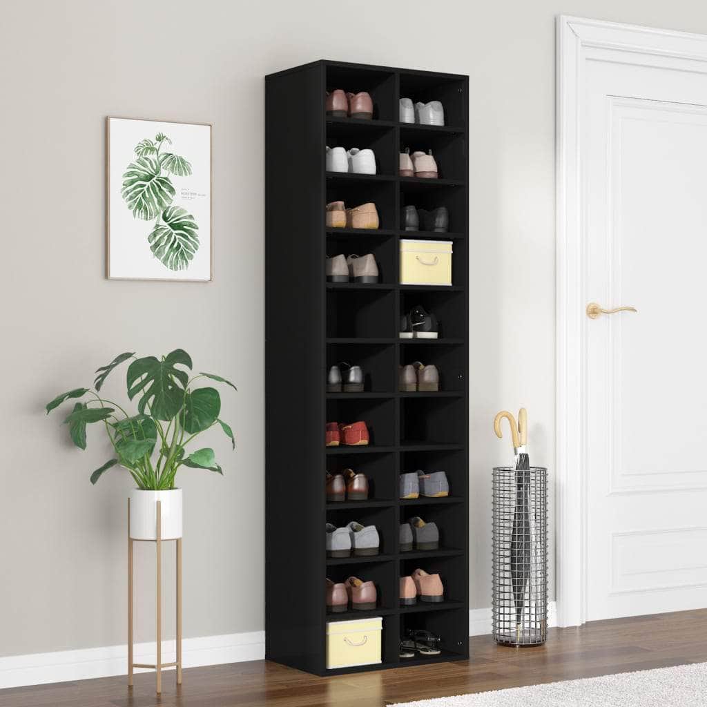 Shoe Cabinet  Black Chipboard