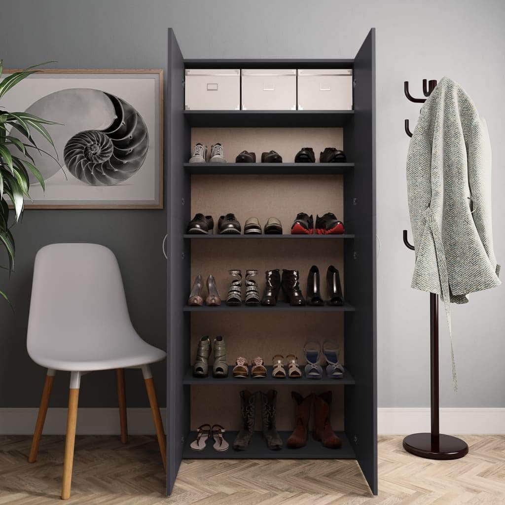 Shoe Cabinet Grey Chipboard