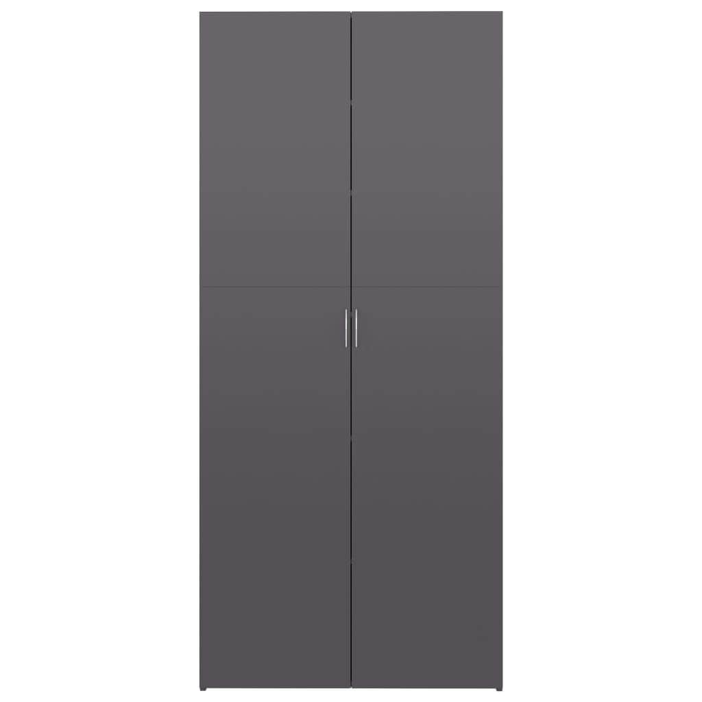 Shoe Cabinet High Gloss Grey Chipboard