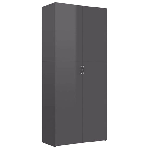 Shoe Cabinet High Gloss Grey Chipboard