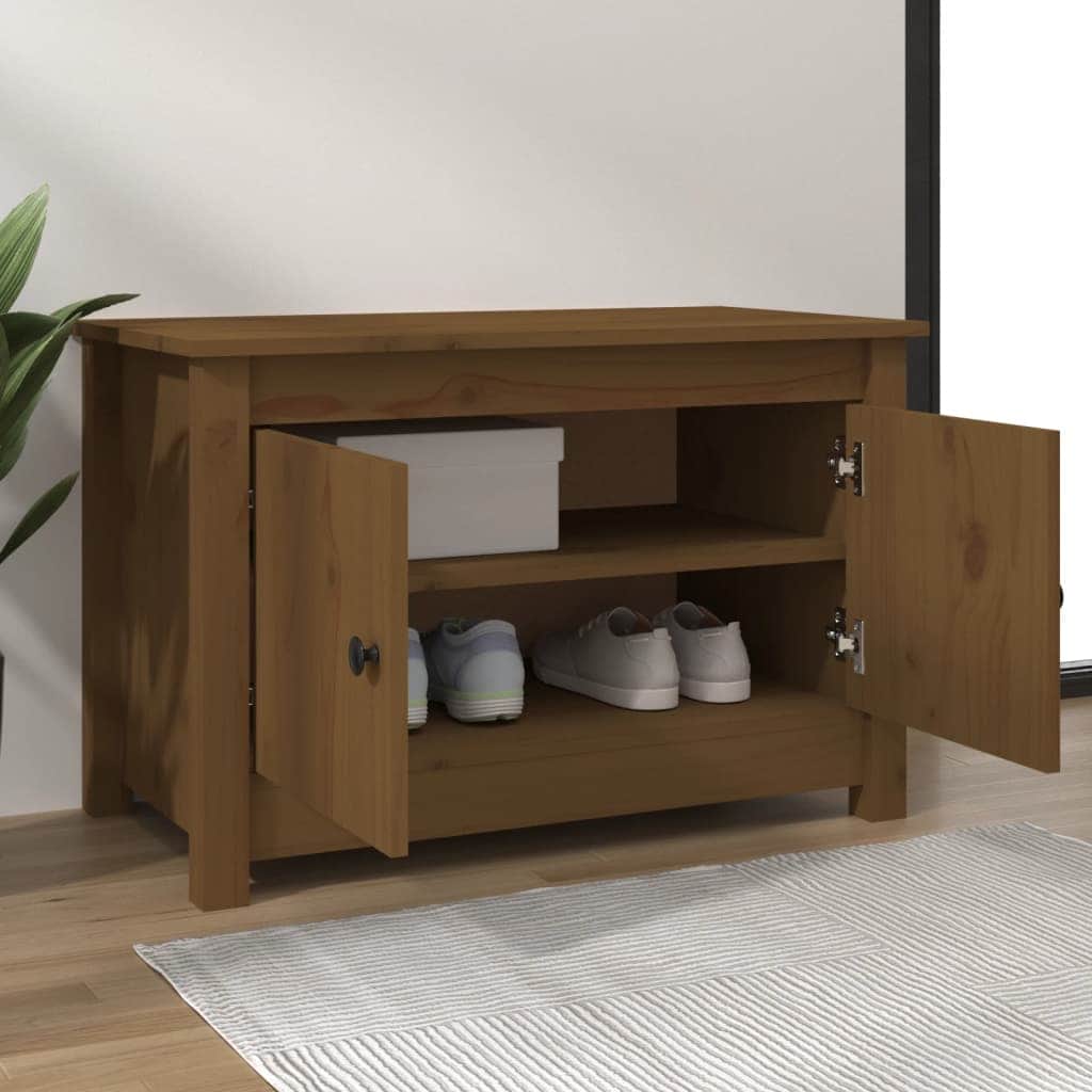 Shoe Cabinet Honey Brown Solid Wood Pine