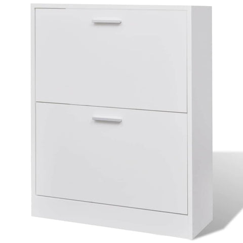 Shoe Cabinet with 2 Compartments Wooden White