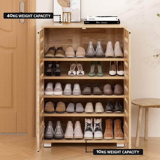 Shoe Rack Cabinet 20 Pairs 5-tier Wood Alster with Shoe Storage
