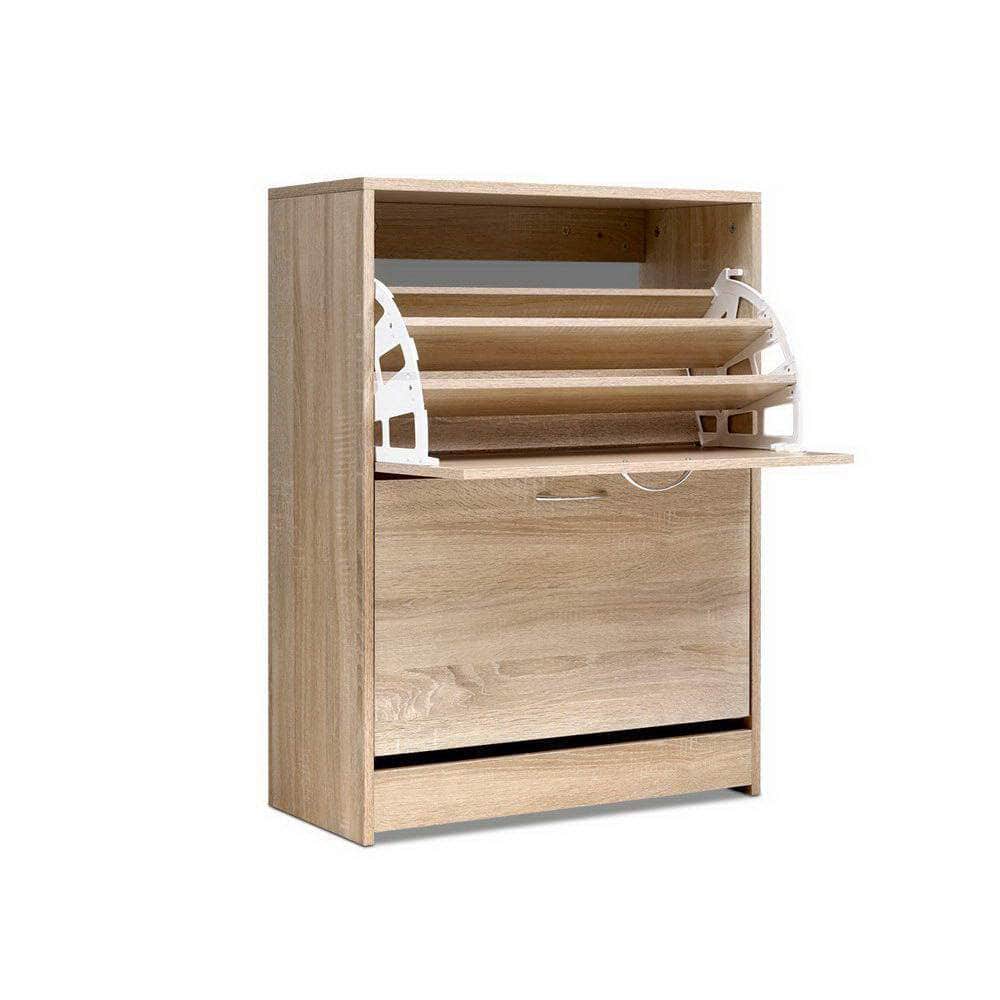 Shoe Rack Cabinet 24 Pairs 3-tier Wood Nina
