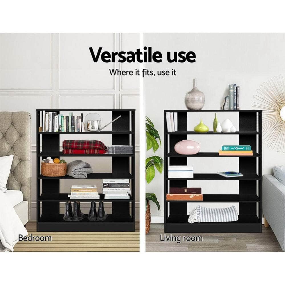 Shoe Rack Cabinet 30 Pairs 6-Tier Shelf Black