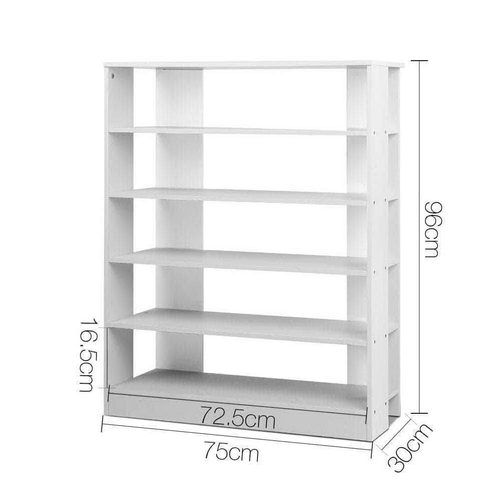 Shoe Rack Cabinet 30 Pairs 6-Tier Shelf White