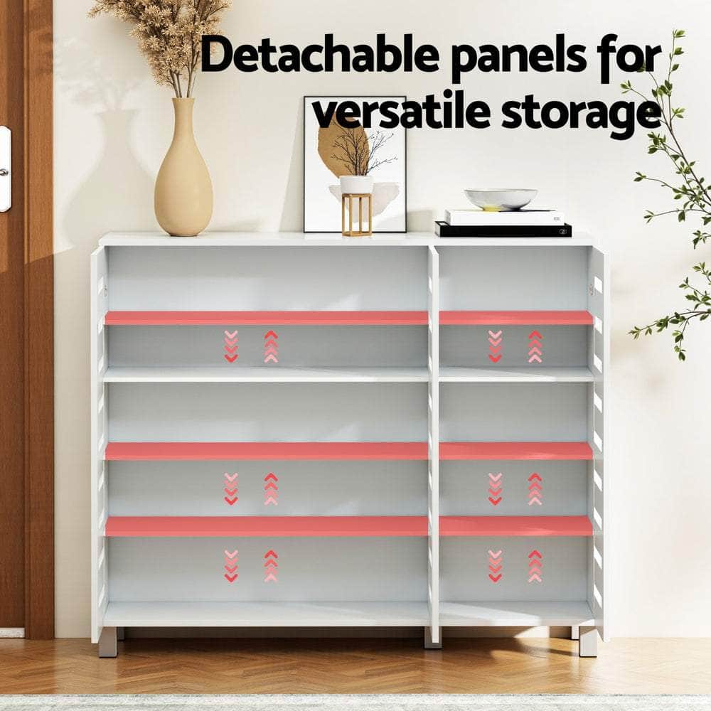 Shoe Rack Cabinet 30 Pairs Adjustable Shelf White - Sleek Modern Design