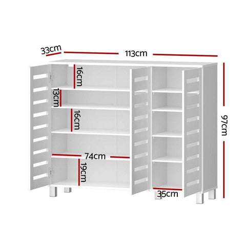 Shoe Rack Cabinet 30 Pairs Adjustable Shelf White - Sleek Modern Design