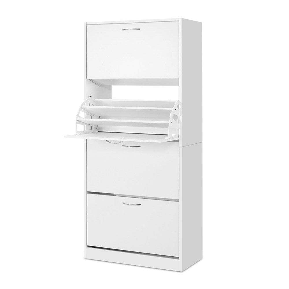 Shoe Rack Cabinet 60 Pairs 4 Doors - White