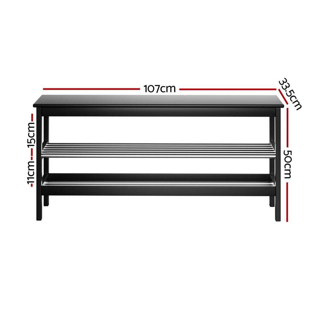 Shoe Rack Cabinet Bamboo Bench 10 Paris Black