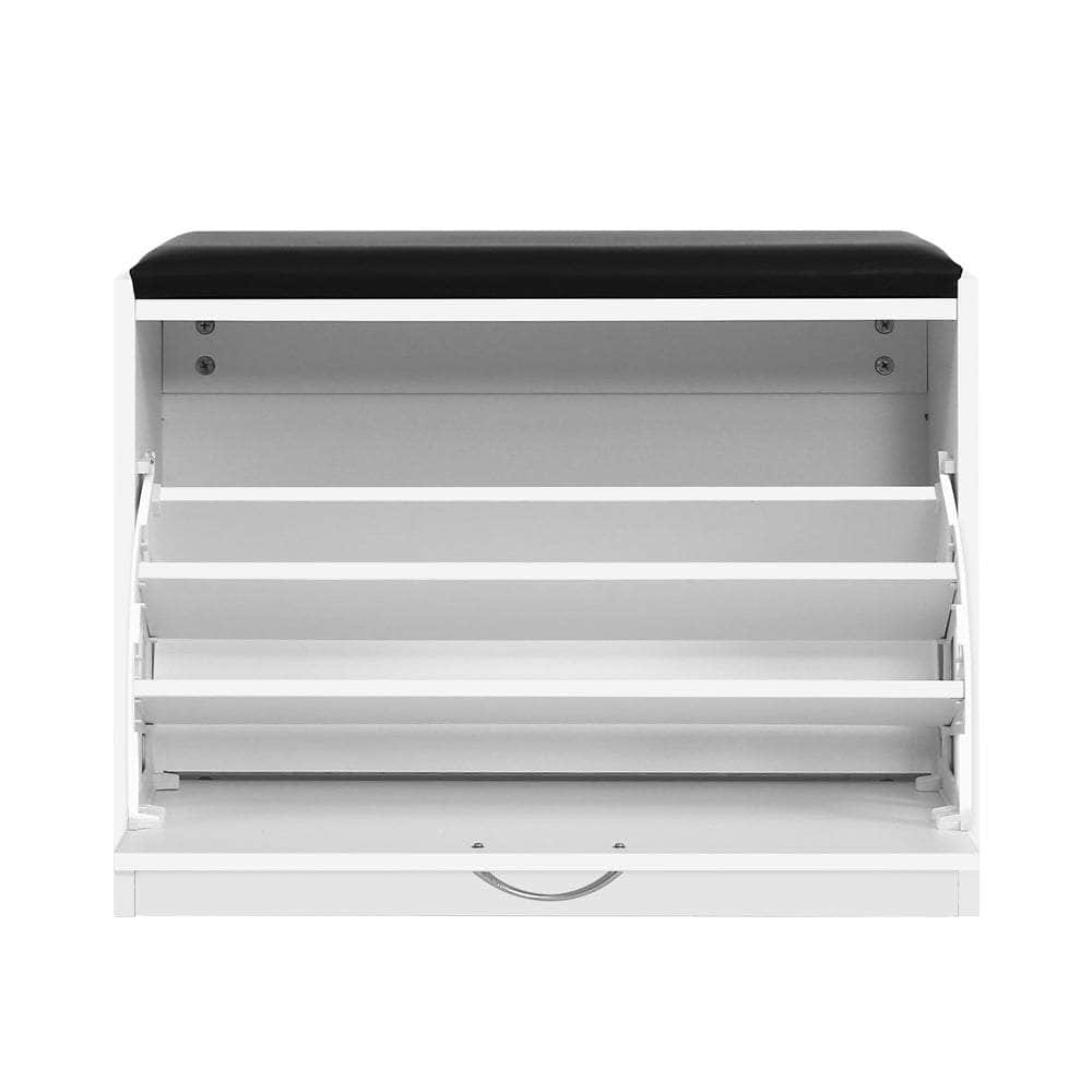 Shoe Rack Cabinet Bench 15 Pairs White Kyla