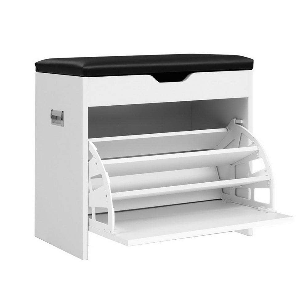 Shoe Rack Cabinet Bench 3-tier 15 Pairs White