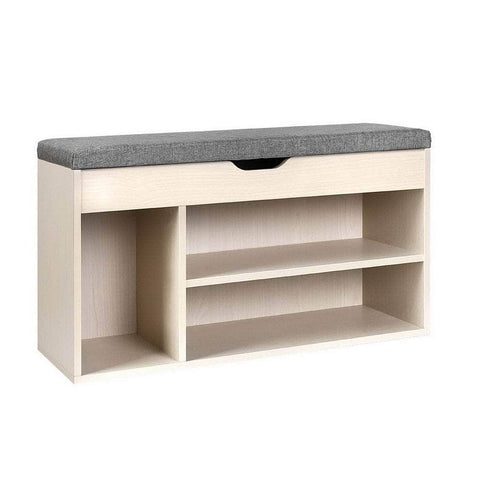 Shoe Rack Cabinet Bench 9 Pairs Pine Dora