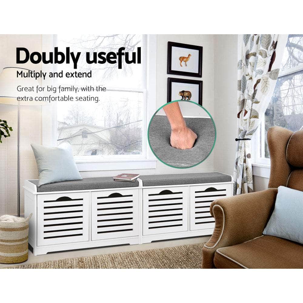 Shoe Rack Cabinet Bench White Caye