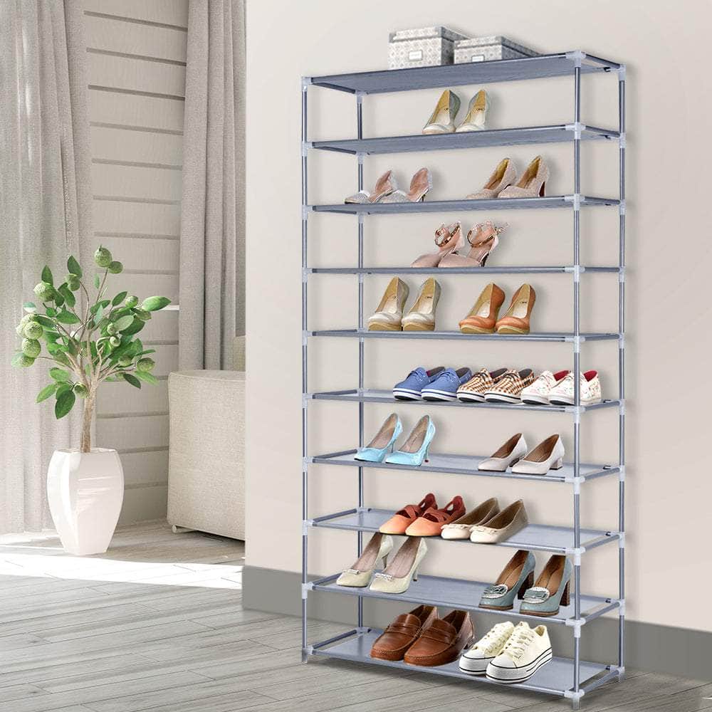 Shoe Rack Cabinet Stackable 10-Tier Grey