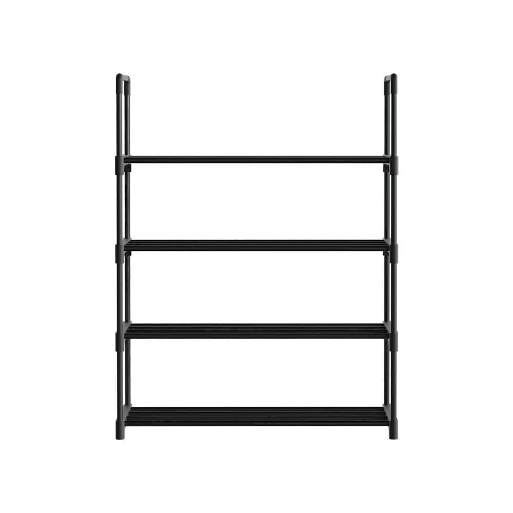 Shoe Rack Cabinet Stackable 4-tier 12 Pairs Black