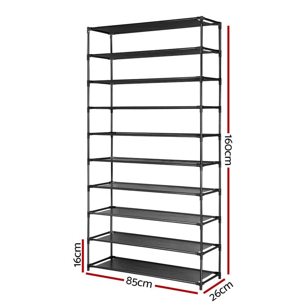 Shoe Rack Cabinet Stackable 50 Pairs 10-Tier Black