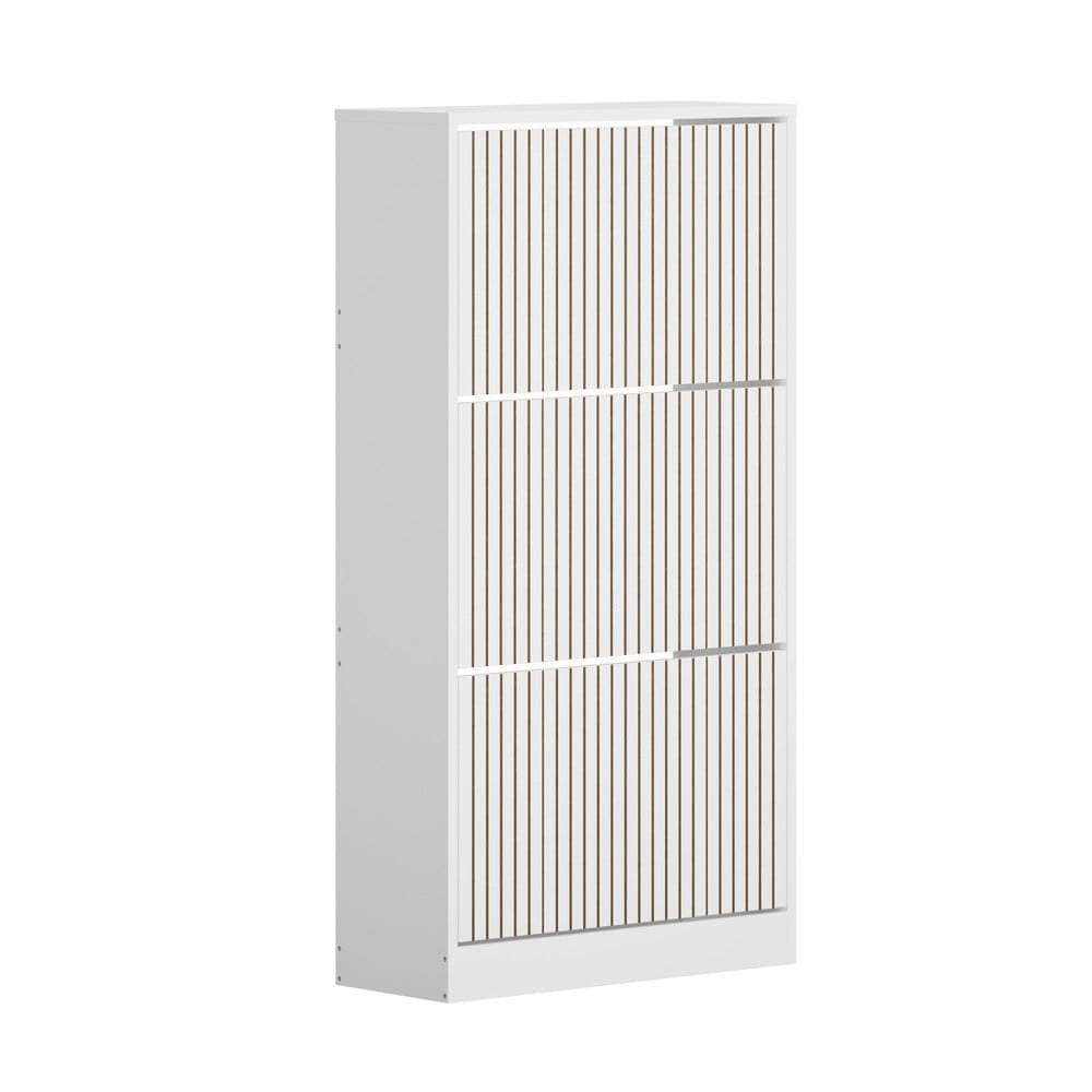 Shoe Rack Storage Cabinet 3 Compartments Black