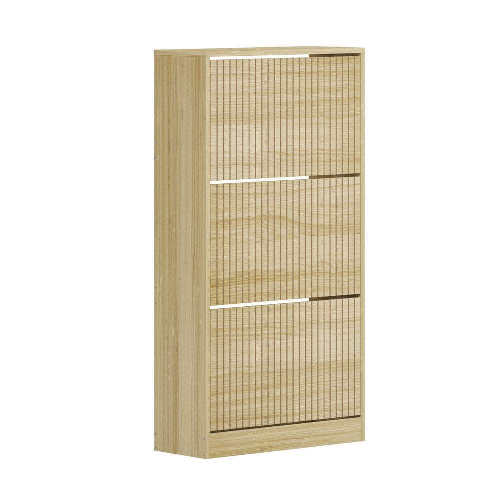 Shoe Rack Storage Cabinet 3 Compartments Black