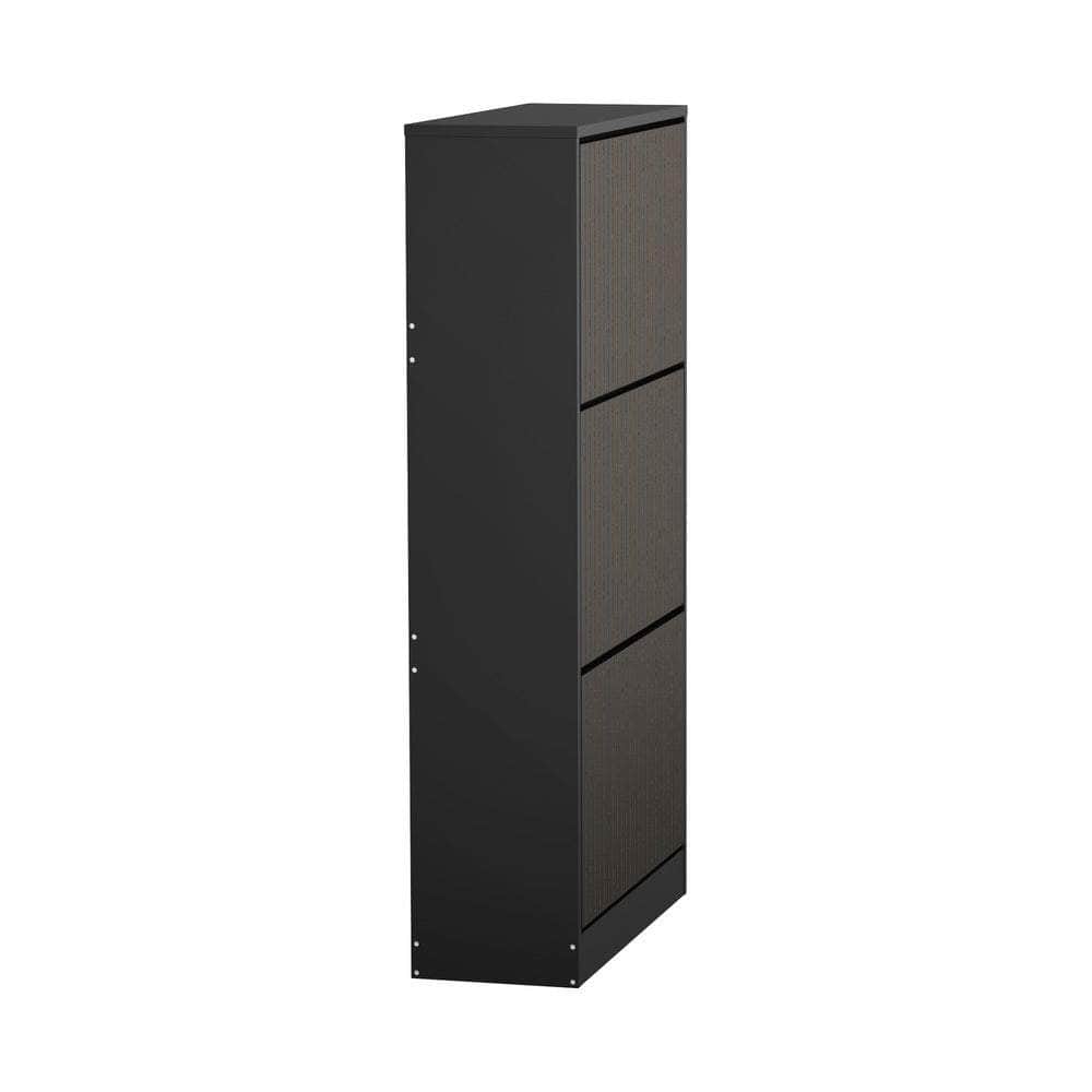Shoe Rack Storage Cabinet 3 Compartments Black