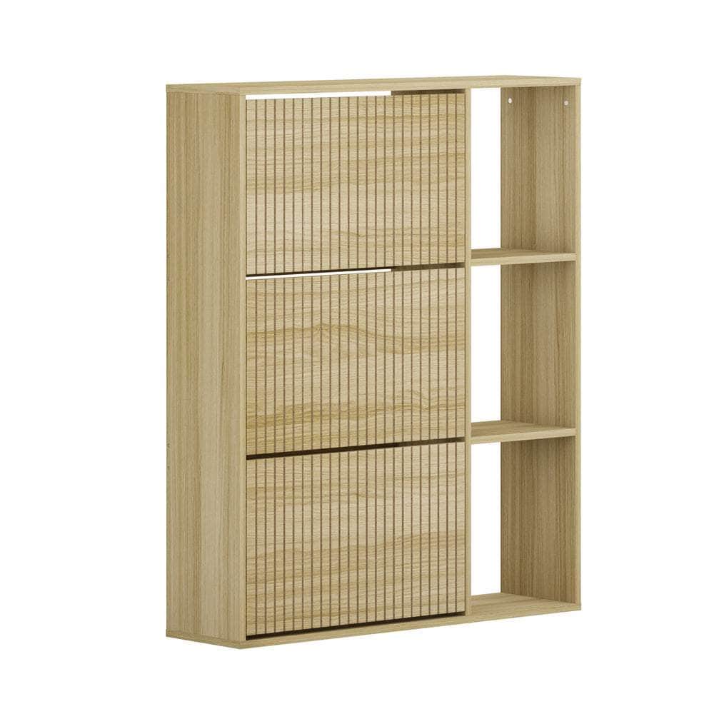 Shoe Rack Storage Cabinet with Display Shelves Black