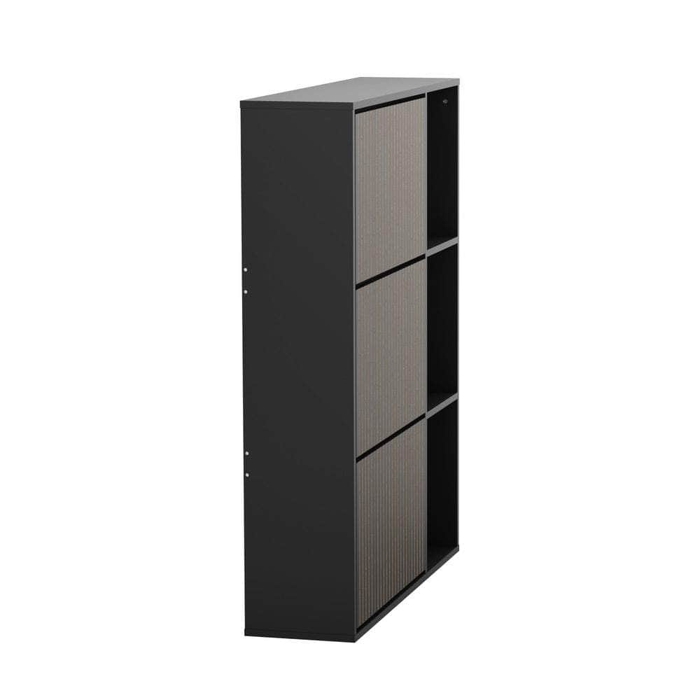 Shoe Rack Storage Cabinet with Display Shelves Black