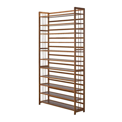 Shoe Rack Storage Organizer 11 Shelves Bamboo Brown