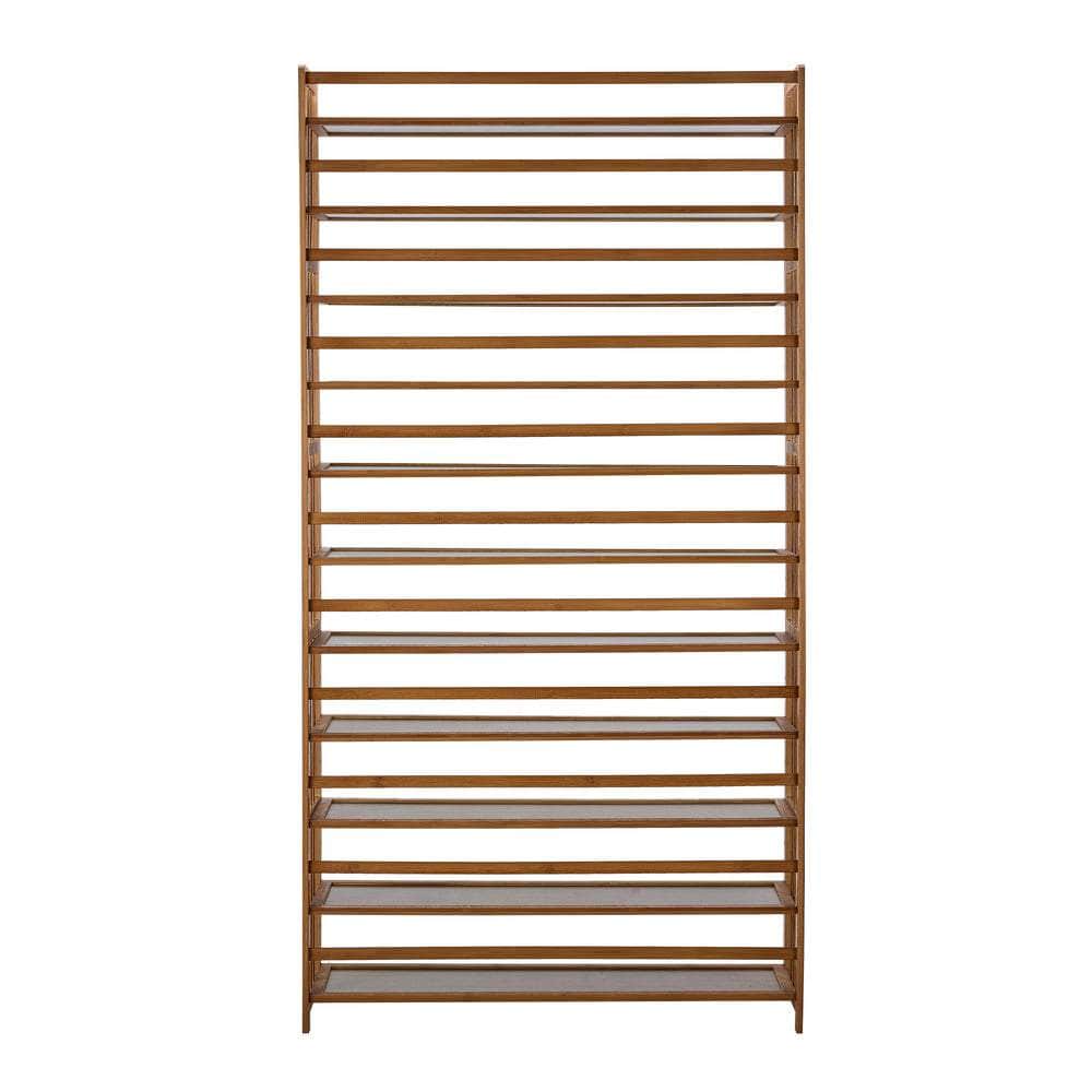 Shoe Rack Storage Organizer 11 Shelves Bamboo Brown
