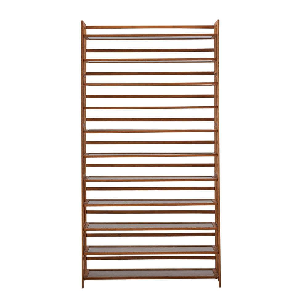 Shoe Rack Storage Organizer 11 Shelves Bamboo Brown