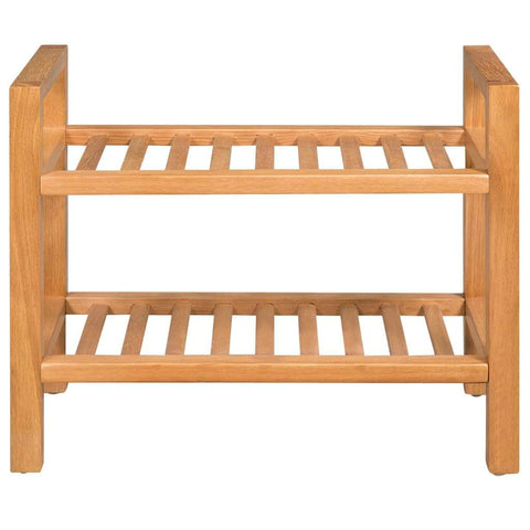 Shoe Rack with 2 Shelves Solid Oak Wood