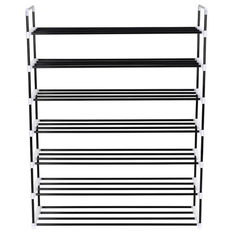 Shoe Rack with 7 Shelves Metal and Plastic Black