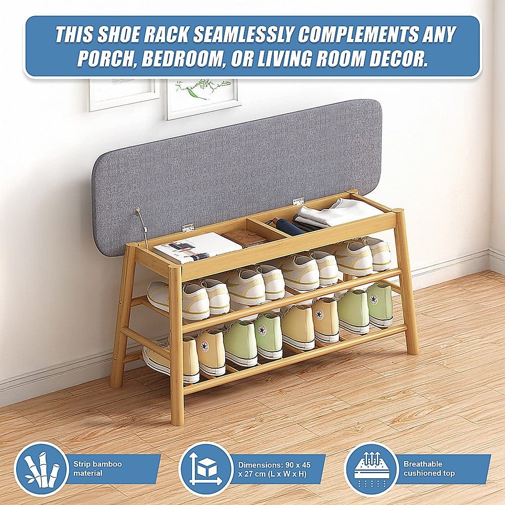 Shoe Stool Storage Rack Cabinet Multifunctional Space Saving with Shoe Storage - photo 18