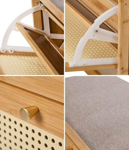 Shoe Storage Bench Bamboo Organiser Shelf with Seat 50cm & 70cm