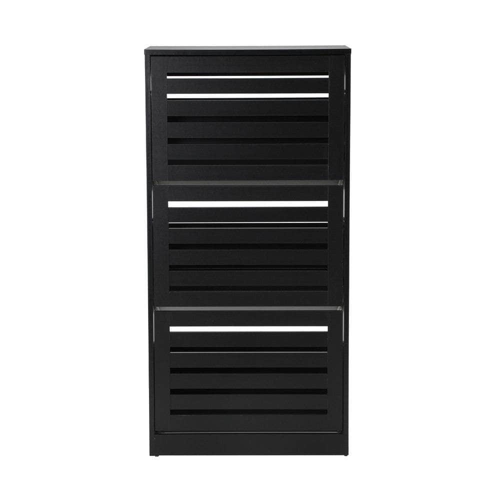 Shoe Storage Cabinet 3 Doors 45 Pairs Black