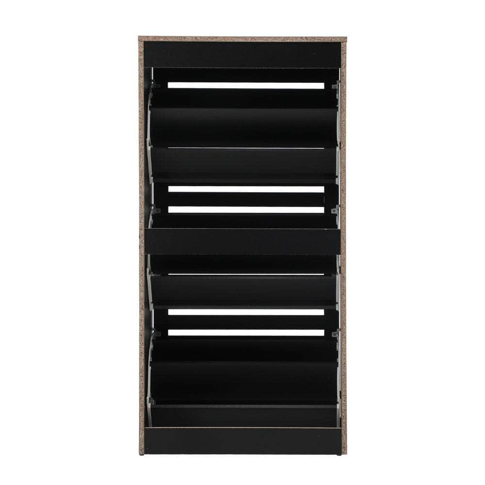 Shoe Storage Cabinet 3 Doors 45 Pairs Black