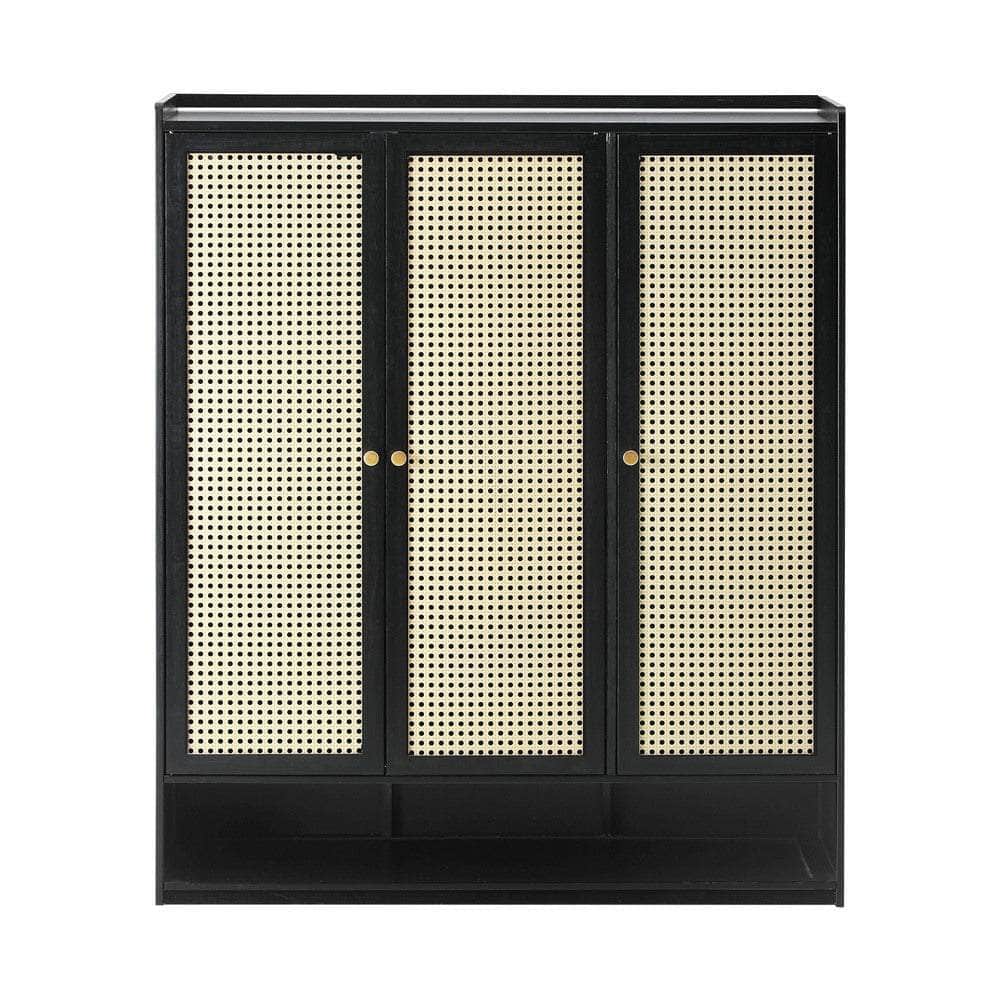 Shoe Storage Cabinet 3 Doors Rattan Style