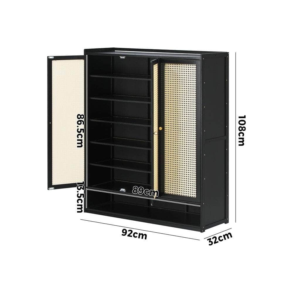 Shoe Storage Cabinet 3 Doors Rattan Style