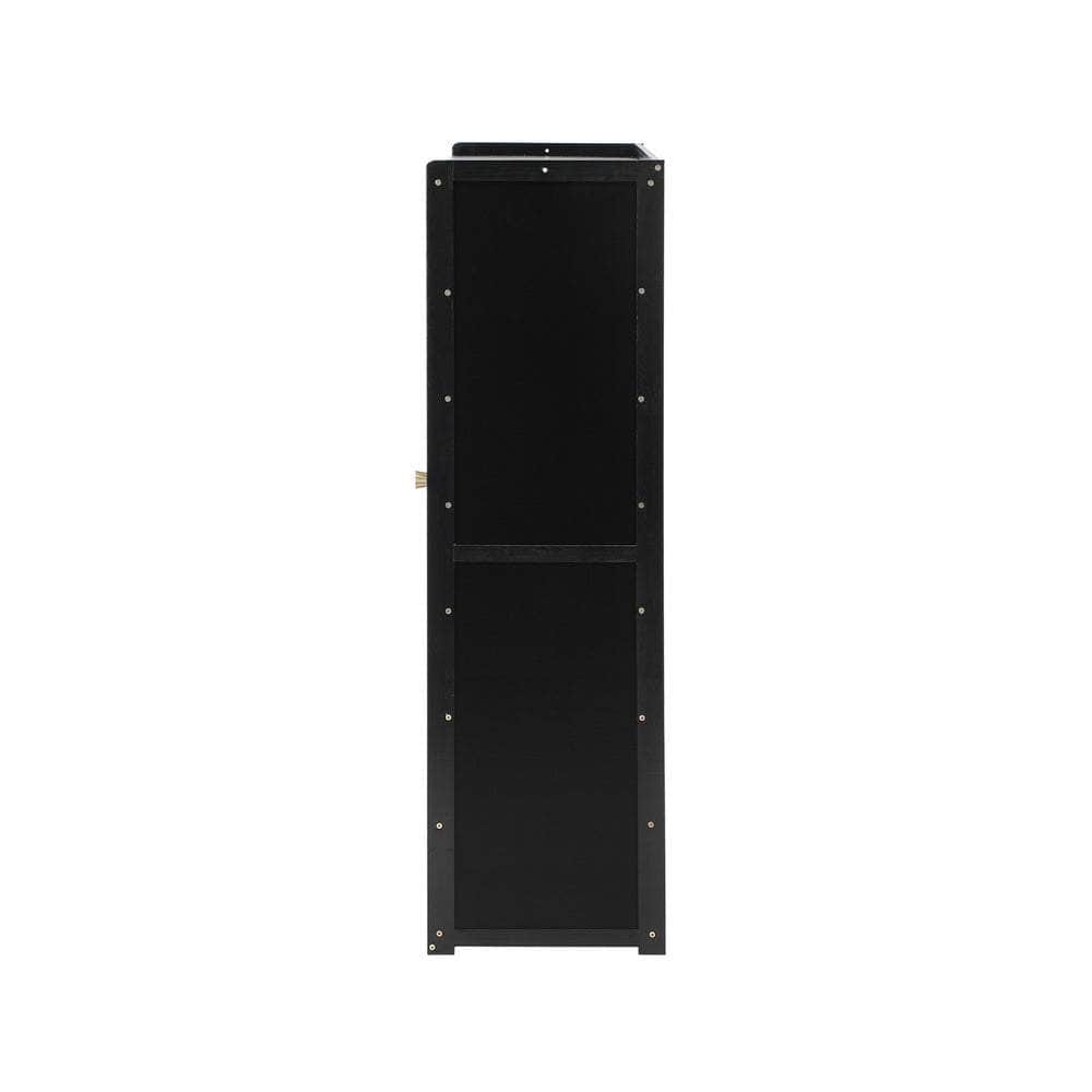 Shoe Storage Cabinet 4 Doors Shelf Black