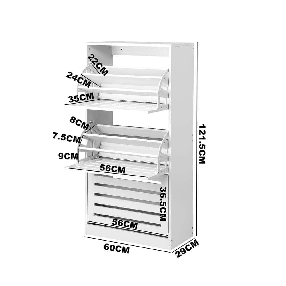 Shoes Rack Shoe Storage Cabinet Organiser Shelf 3 Doors 45 Pairs White/Wooden