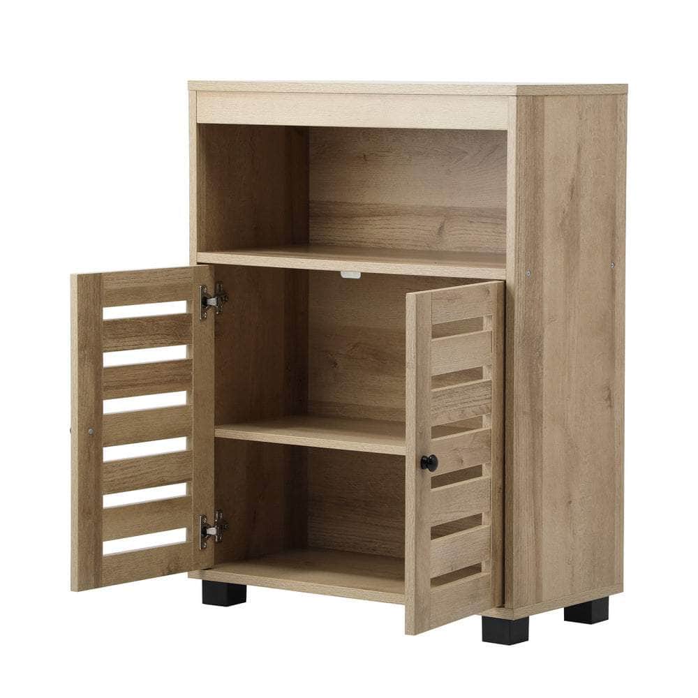 Shoes Storage Cabinet 2 Doors Black White Natural