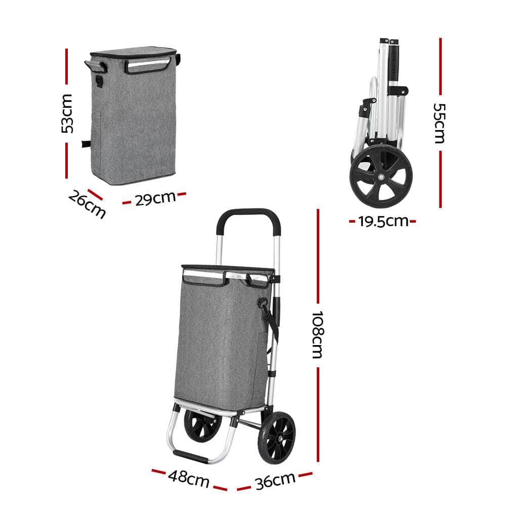 Shopping Trolley Cart 45Kg Foldable Grey