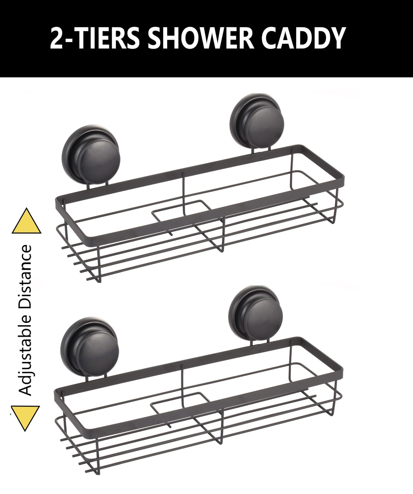 2-Pack Rectangular Corner Shower Caddy With Suction Cups