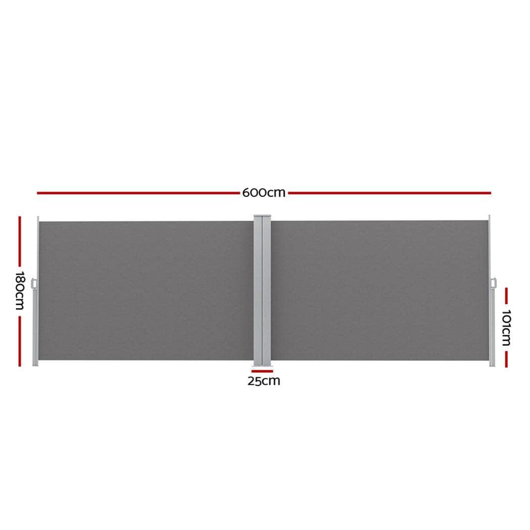 Side Awning Sun Shade Outdoor Blinds Retractable Screen Grey