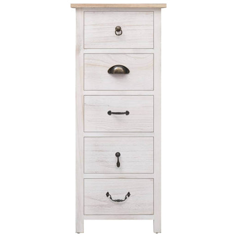 Side Cabinet 5 Drawers Paulownia wood White